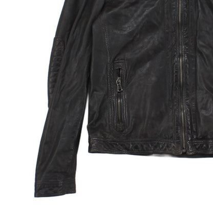Mens Leather Jacket Full Zip Biker