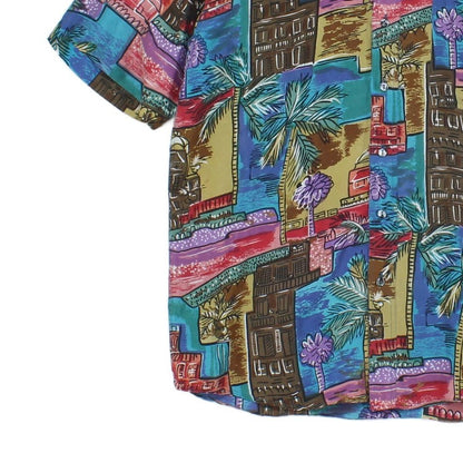 Mens Silk Abstract Shirt Short Sleeve