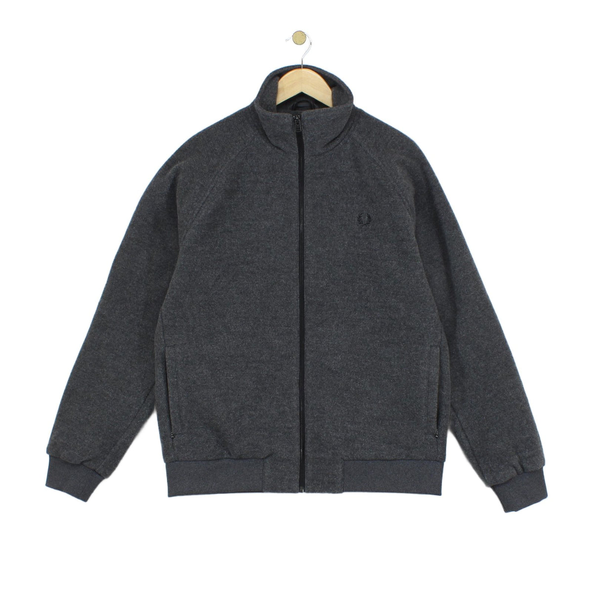 Mens Jacket Full Zip Embroidered Logo Wool Blend