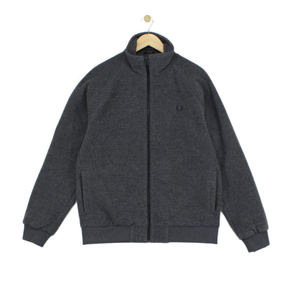 Mens Jacket Full Zip Embroidered Logo Wool Blend