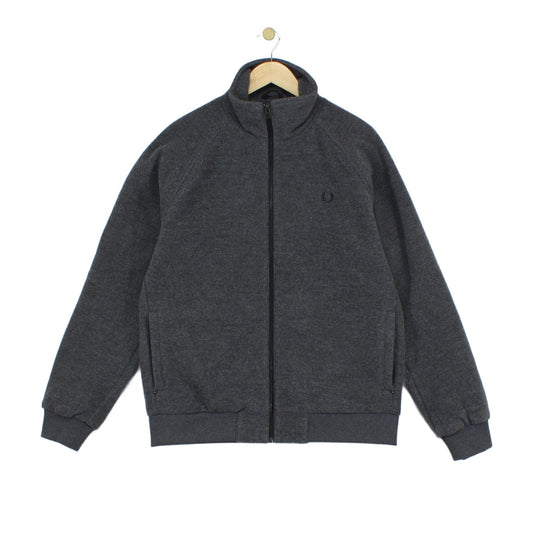 Mens Jacket Full Zip Embroidered Logo Wool Blend