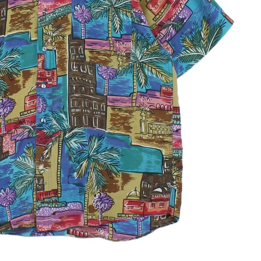Mens Silk Abstract Shirt Short Sleeve
