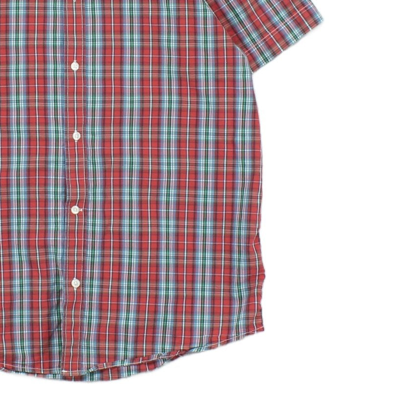 Mens Plaid Shirt Button Up Casual Short Sleeve