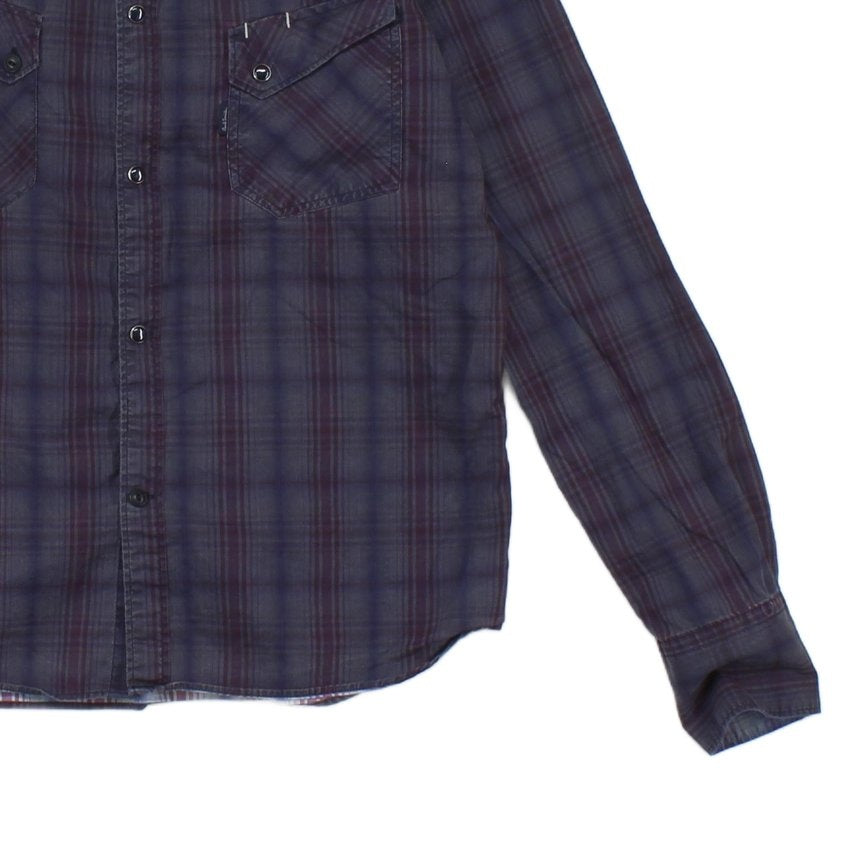 Mens Plaid Shirt Long Sleeve Snap