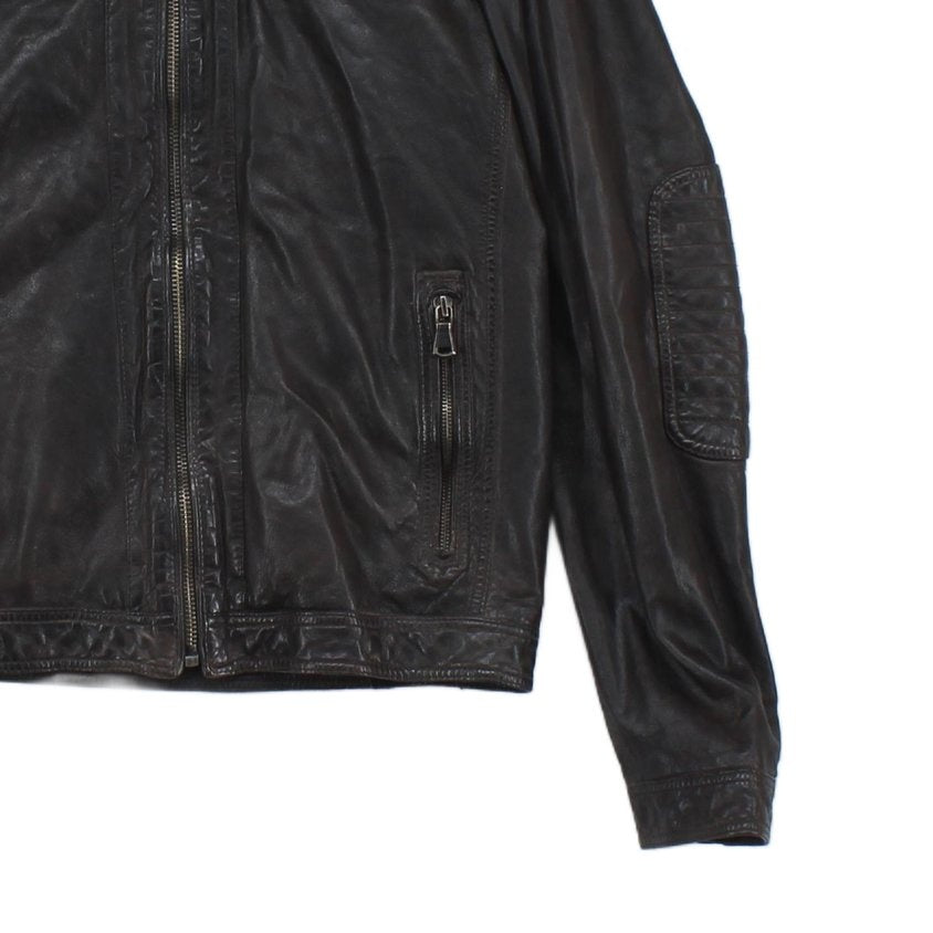 Mens Leather Jacket Full Zip Biker