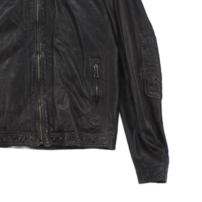 Mens Leather Jacket Full Zip Biker