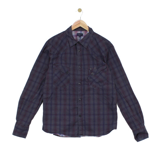 Mens Plaid Shirt Long Sleeve Snap