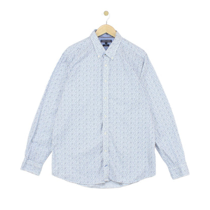 Mens Patterned Shirt Stretch Slim Fit Long Sleeve
