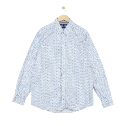 Mens Patterned Shirt Stretch Slim Fit Long Sleeve