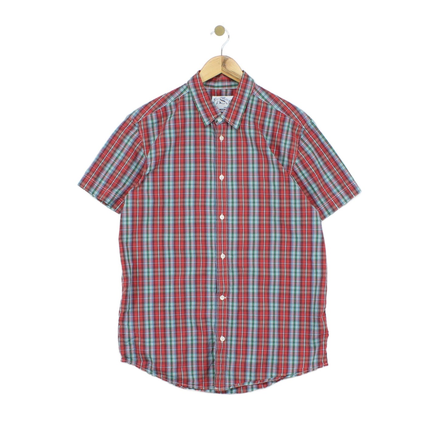 Mens Plaid Shirt Button Up Casual Short Sleeve