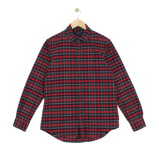 Mens Plaid Shirt Custom Fit Button Up Long Sleeve