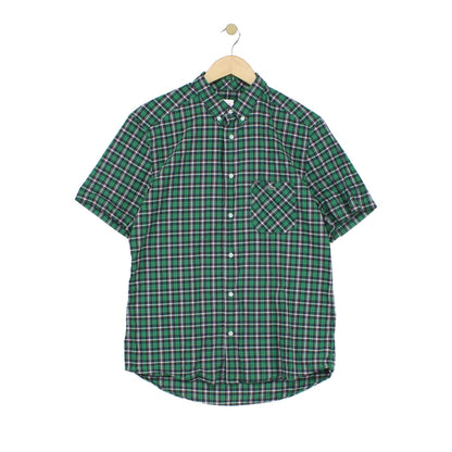 Mens Plaid Shirt Button Up Short Sleeve