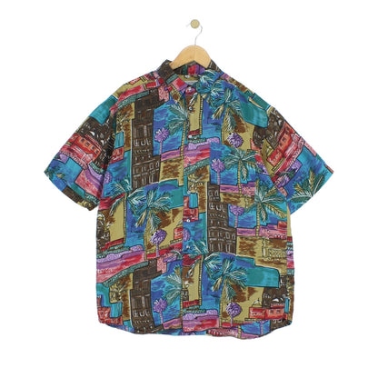 Mens Silk Abstract Shirt Short Sleeve