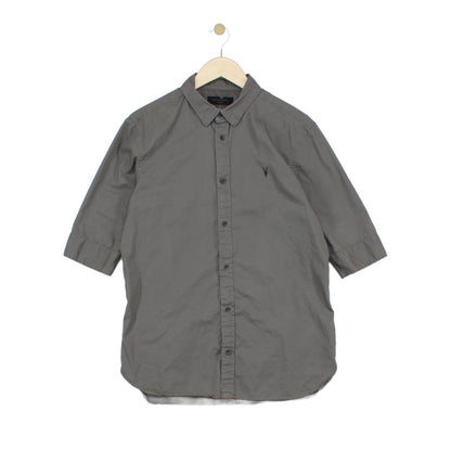 Mens Shirt Button Up Collared Short Sleeve
