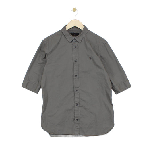 Mens Shirt Button Up Collared Short Sleeve