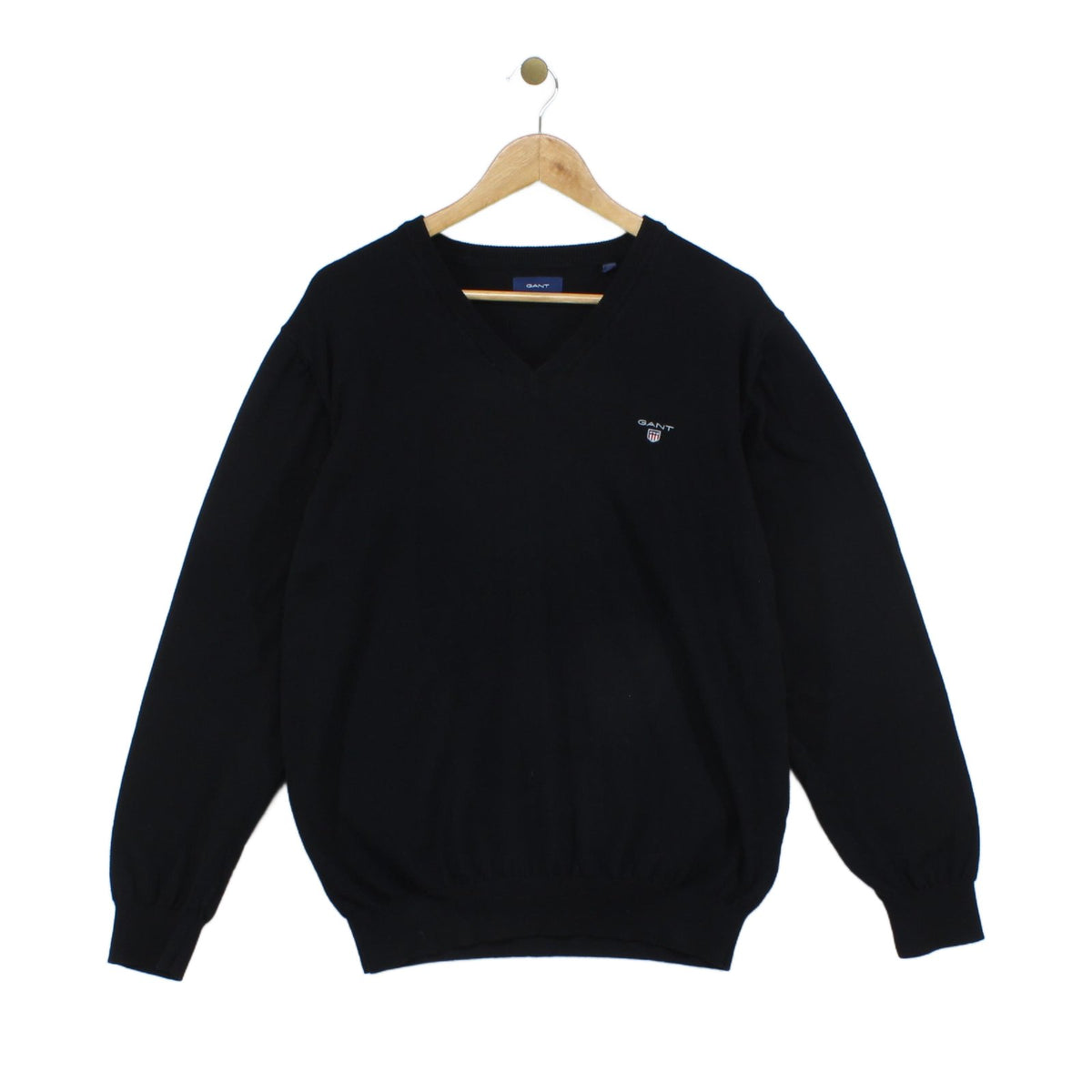 Mens V-Neck Jumper Ribbed Knit Long Sleeve