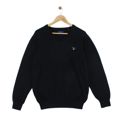 Mens V-Neck Jumper Ribbed Knit Long Sleeve