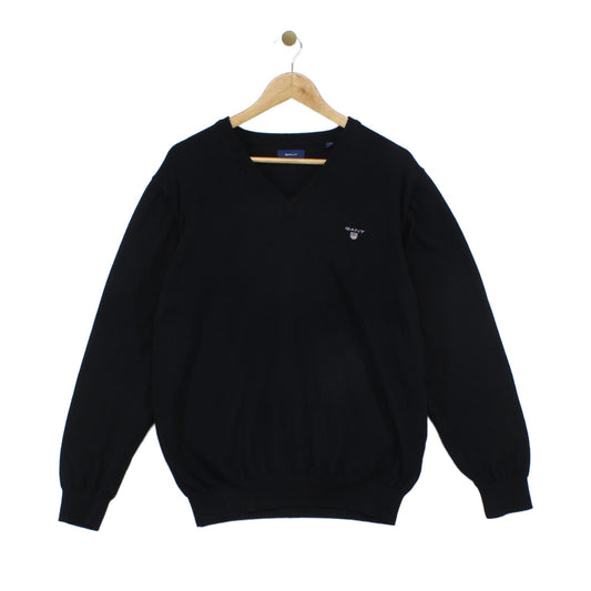 Mens V-Neck Jumper Ribbed Knit Long Sleeve