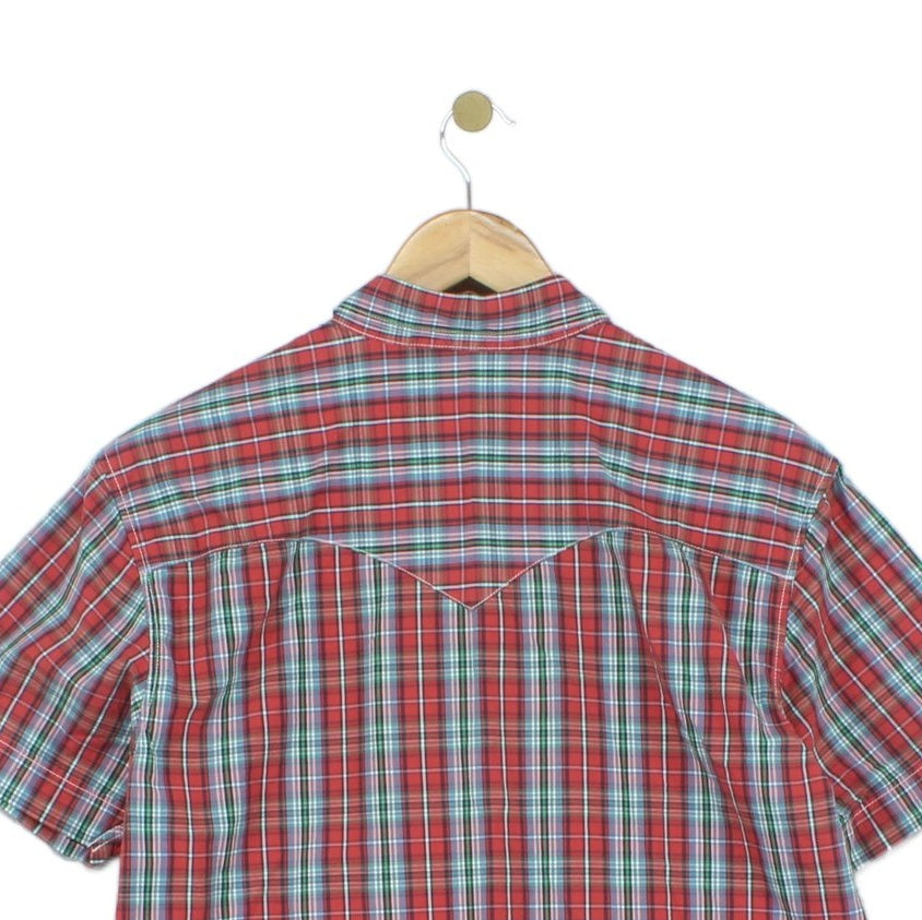 Mens Plaid Shirt Button Up Casual Short Sleeve