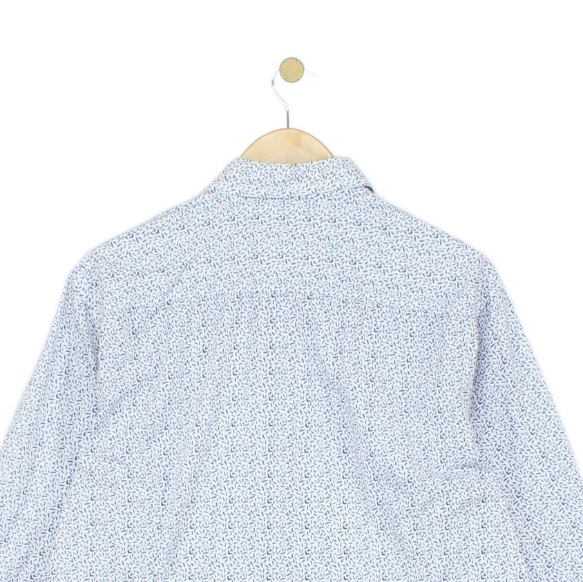 Mens Patterned Shirt Stretch Slim Fit Long Sleeve