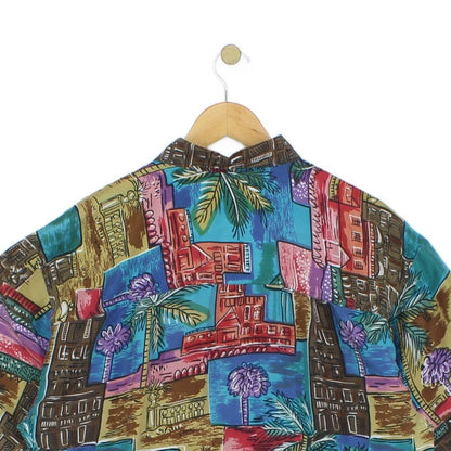Mens Silk Abstract Shirt Short Sleeve