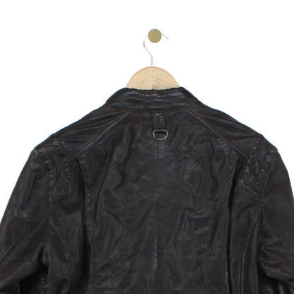 Mens Leather Jacket Full Zip Biker