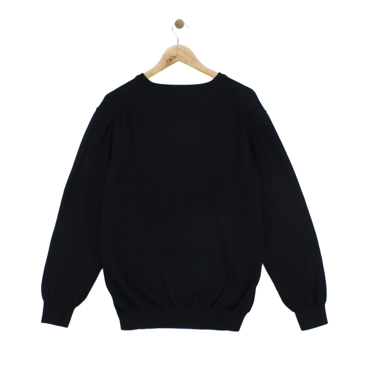 Mens V-Neck Jumper Ribbed Knit Long Sleeve