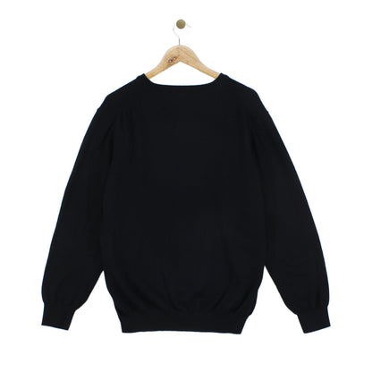 Mens V-Neck Jumper Ribbed Knit Long Sleeve