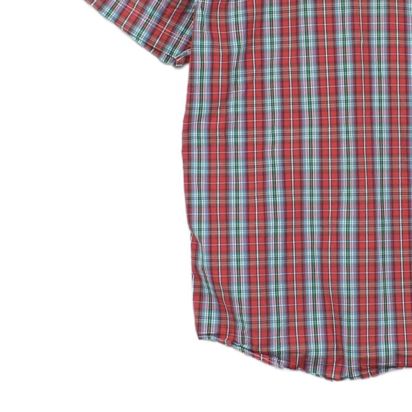 Mens Plaid Shirt Button Up Casual Short Sleeve