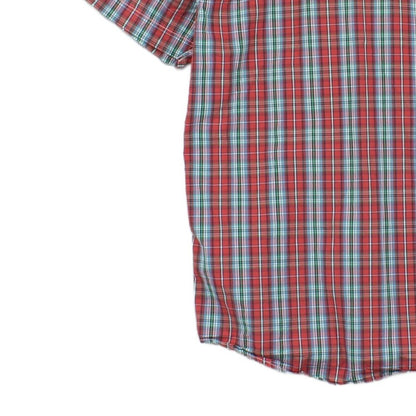 Mens Plaid Shirt Button Up Casual Short Sleeve