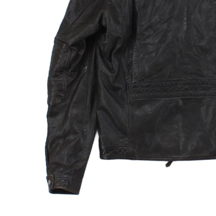 Mens Leather Jacket Full Zip Biker