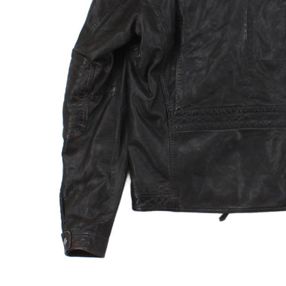 Mens Leather Jacket Full Zip Biker
