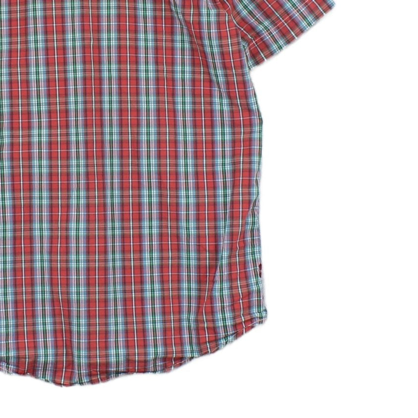 Mens Plaid Shirt Button Up Casual Short Sleeve