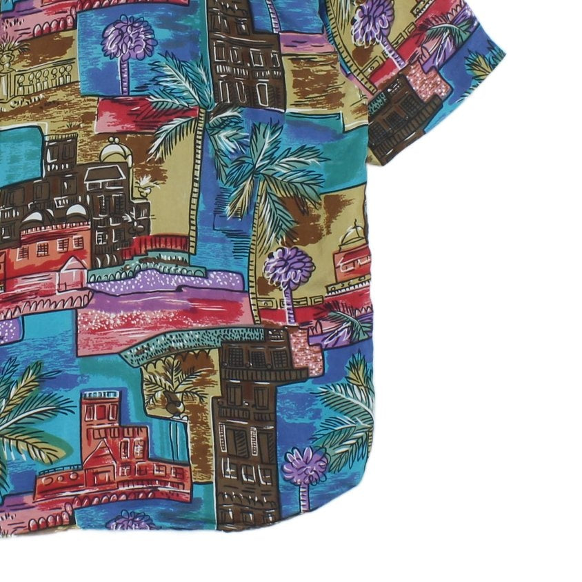 Mens Silk Abstract Shirt Short Sleeve
