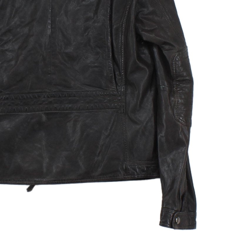 Mens Leather Jacket Full Zip Biker