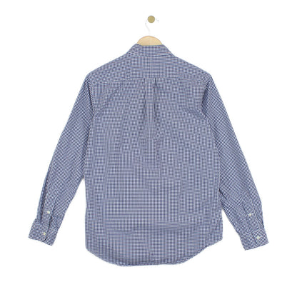 Mens Check Shirt Button Down Long Sleeve Cotton