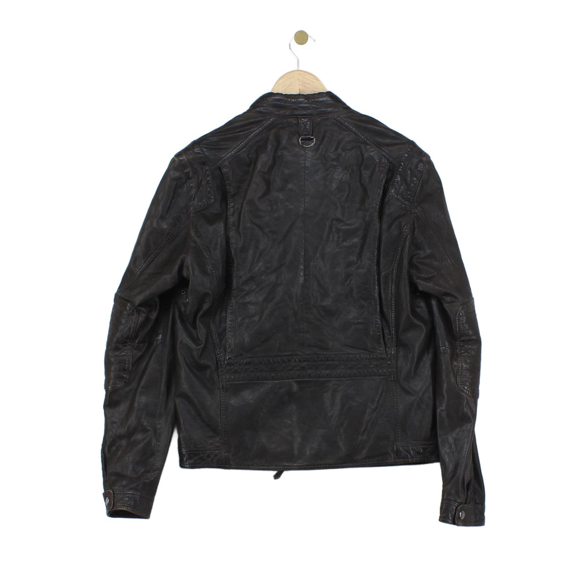 Mens Leather Jacket Full Zip Biker