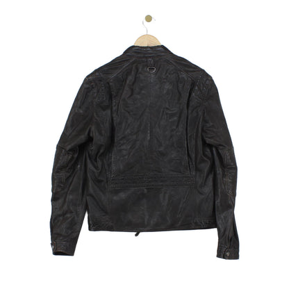 Mens Leather Jacket Full Zip Biker