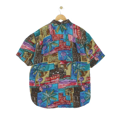 Mens Silk Abstract Shirt Short Sleeve