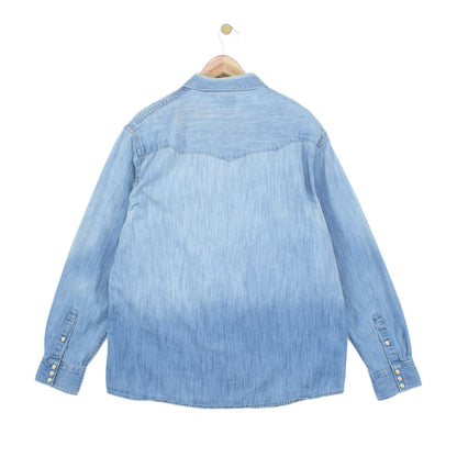 Mens Denim Shirt Western Snap