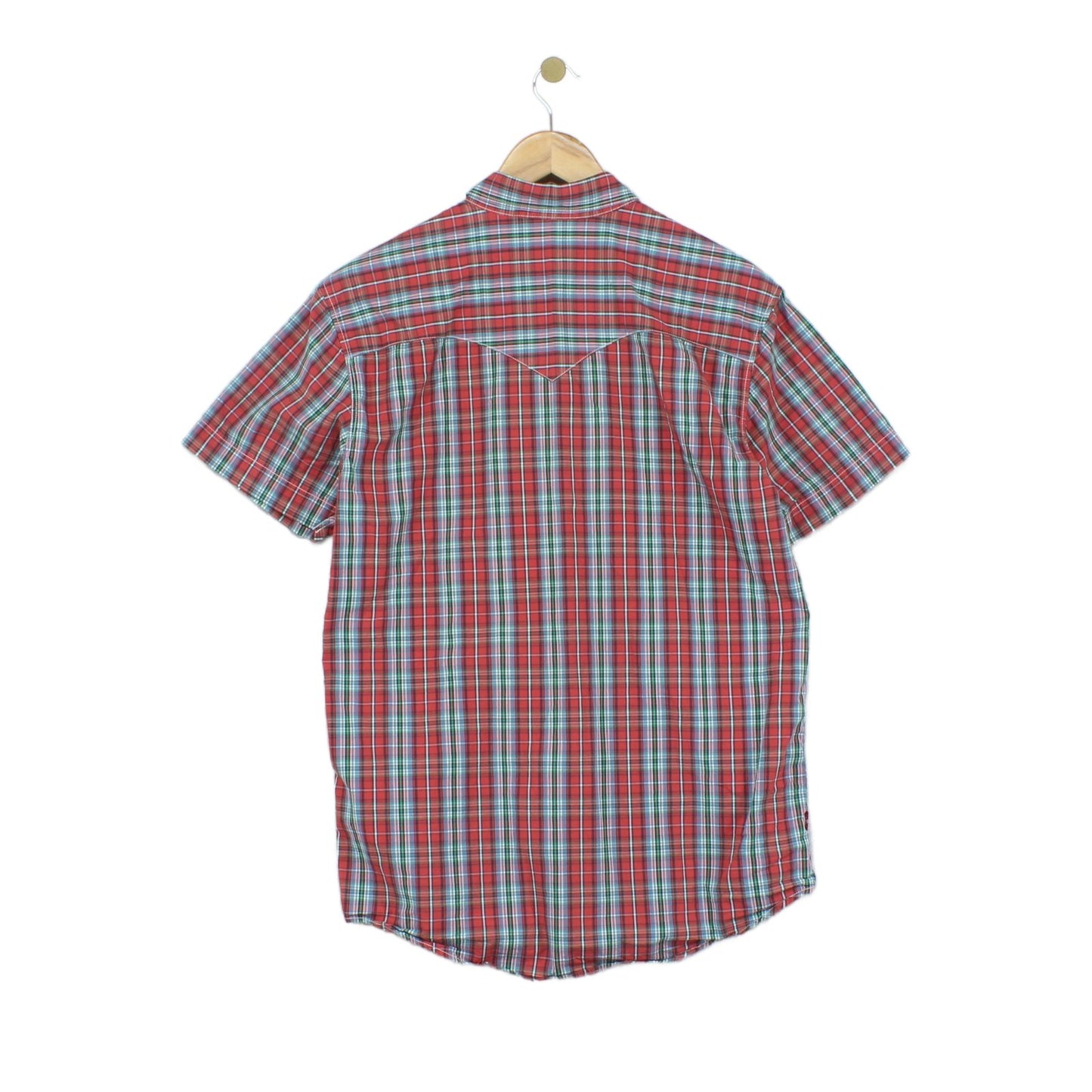Mens Plaid Shirt Button Up Casual Short Sleeve