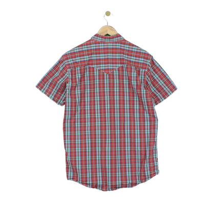 Mens Plaid Shirt Button Up Casual Short Sleeve
