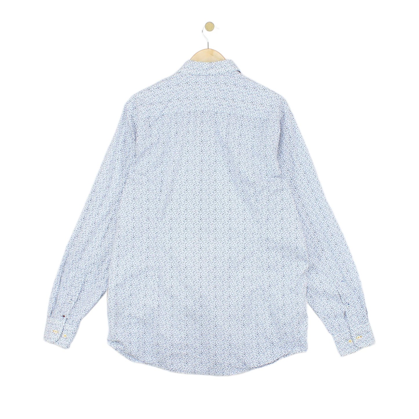Mens Patterned Shirt Stretch Slim Fit Long Sleeve