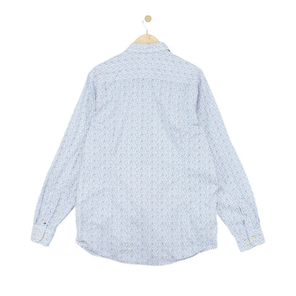 Mens Patterned Shirt Stretch Slim Fit Long Sleeve