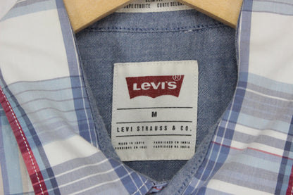 Mens Plaid Shirt Slim Fit Short Sleeve Summer