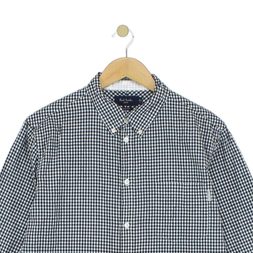 Mens Check Shirt Long Sleeve Tailored Fit