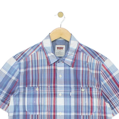 Mens Plaid Shirt Slim Fit Short Sleeve Summer