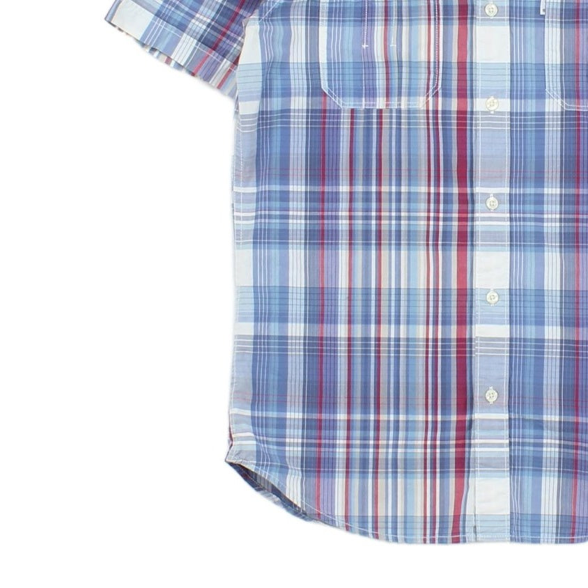 Mens Plaid Shirt Slim Fit Short Sleeve Summer
