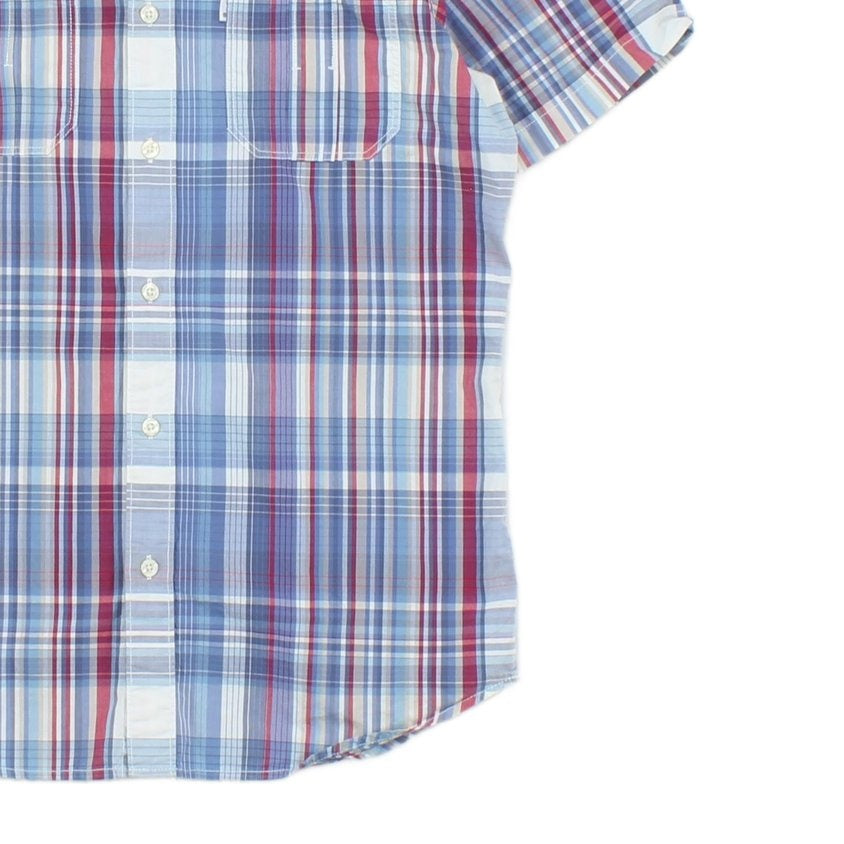 Mens Plaid Shirt Slim Fit Short Sleeve Summer