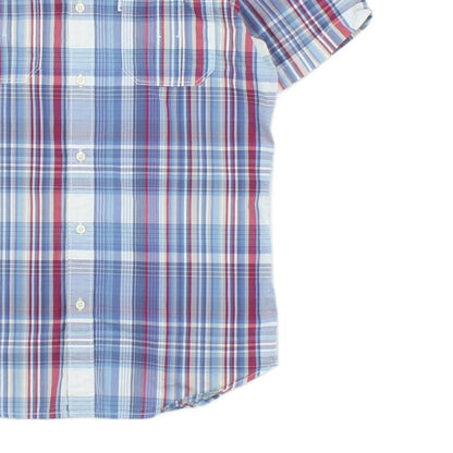 Mens Plaid Shirt Slim Fit Short Sleeve Summer